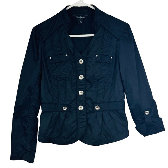White House Black Market Jackets & Blazers - White House Black Market Black Peplum Jacket Chic Office Punk Utility Moto
